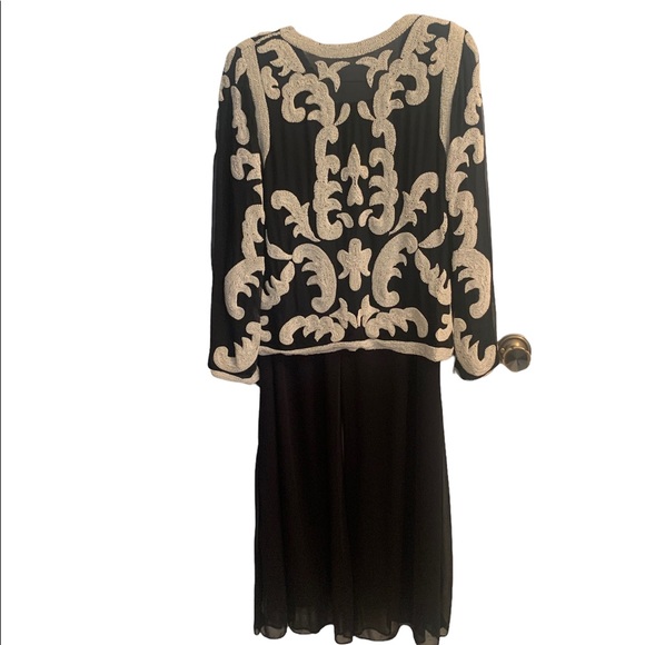 Vintage 100% Black Silk Beaded Pearl Evening Jacket Made in India Sz S - Picture 2 of 11